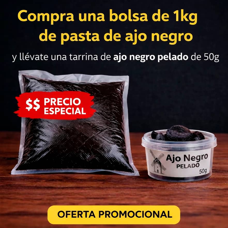 pasta de ajo negro bolsa 1000g + tarrina ajo pelado 50g